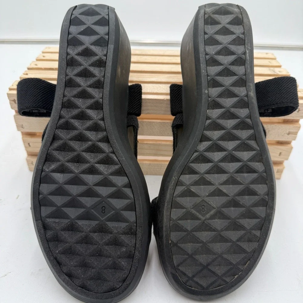 Aerosoles Wedge Sandals Ilona Crisscross Elastic Straps Black Womens Size 8